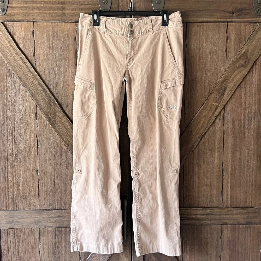 The North Face Beige Convertible Outdoor Hiking Straight Cargo Pants Size 10 EUC